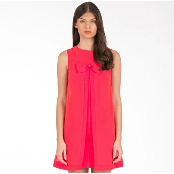 Ted Baker Josa Red Orange Tunic Shift Dress with a Chiffon Outer Layer size 2 - Picture 1 of 11